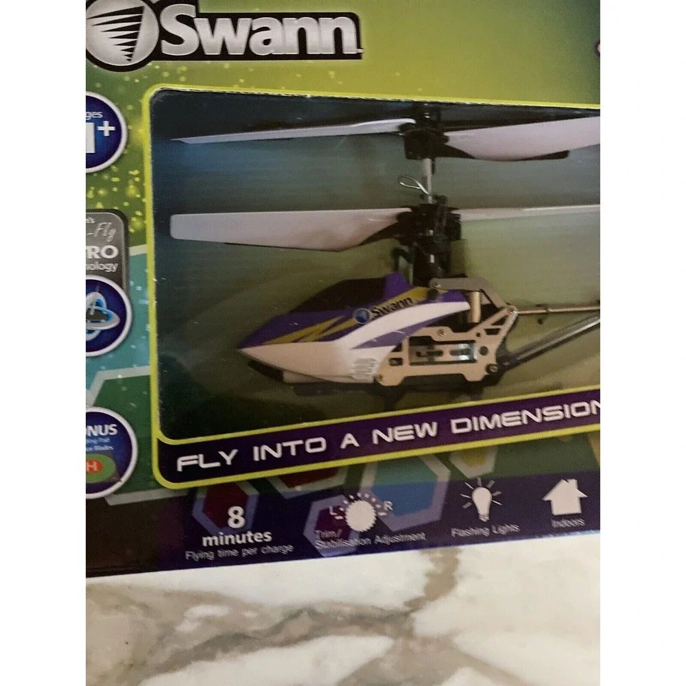 Swann RC Helicopter Purple Sky Slider 4D 4-Channel Gyro Indoor Tech Toy